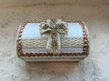 Load image into Gallery viewer, Crystal Ribbon Cross - Baptism Candle Set (Wooden Keepsake Box)