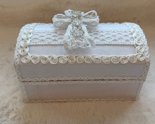 Load image into Gallery viewer, Crystal Ribbon Cross - Baptism Candle Set (Wooden Keepsake Box)