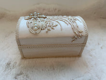 Load image into Gallery viewer, Soft Ivory Lace Cross - Baptism Candle Set (Wooden Keepsake Box)