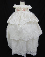 Load image into Gallery viewer, Natalia - Luxurious Ivory Layered Baptism Gown with Floral Accents (Ropon Style)