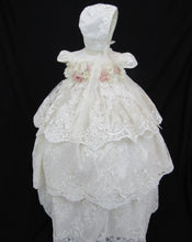 Load image into Gallery viewer, Natalia - Luxurious Ivory Layered Baptism Gown with Floral Accents (Ropon Style)