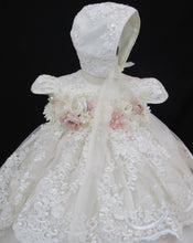 Load image into Gallery viewer, Natalia - Luxurious Ivory Layered Baptism Gown with Floral Accents (Ropon Style)