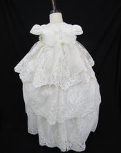 Load image into Gallery viewer, Natalia - Luxurious Ivory Layered Baptism Gown with Floral Accents (Ropon Style)