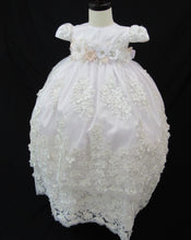 Load image into Gallery viewer, Jackie - Enchanting White Baptism Gown with Floral & Pearl Embroidery (Ropon Style)