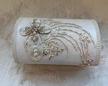 Load image into Gallery viewer, Soft Ivory Lace Cross - Baptism Candle Set (Wooden Keepsake Box)
