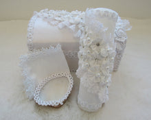 Load image into Gallery viewer, Baptism Candle Set-Diagonal Floral (Wooden Box Keepsake)
