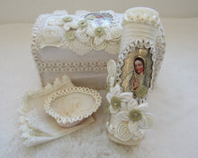 Load image into Gallery viewer, Lady of Guadalupe - Baptism Candle Set (Wooden Box Keepsake)

